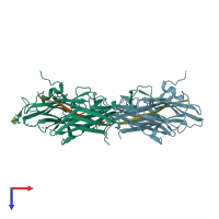 PDB entry 3nk4 coloured by chain, top view.