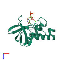 PDB entry 3nk9 coloured by chain, top view.