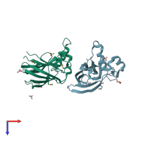 PDB entry 3nkg coloured by chain, top view.