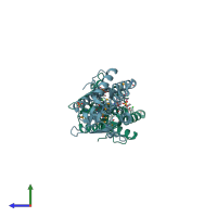 PDB entry 3nkh coloured by chain, side view.