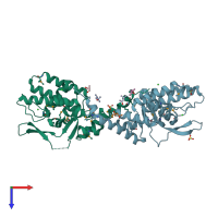 PDB entry 3nkh coloured by chain, top view.