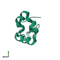 PDB entry 3nkj coloured by chain, side view.
