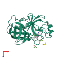 PDB entry 3nkk coloured by chain, top view.