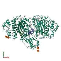 Monomeric assembly 1 of PDB entry 3nko coloured by chemically distinct molecules, front view.