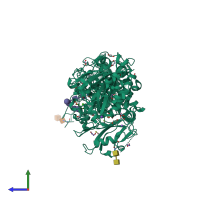 PDB entry 3nkp coloured by chain, side view.