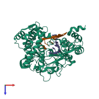 PDB entry 3nl0 coloured by chain, top view.