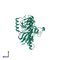 PDB entry 3nl1 coloured by chain, side view.