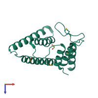 PDB entry 3nl9 coloured by chain, top view.