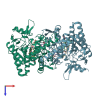 PDB entry 3nlv coloured by chain, top view.