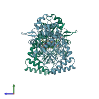 PDB entry 3nlw coloured by chain, side view.