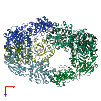 PDB entry 3nm3 coloured by chain, top view.