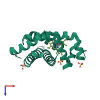 PDB entry 3nml coloured by chain, top view.