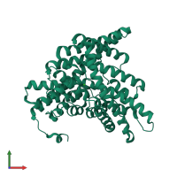 PDB entry 3nmo coloured by chain, front view.