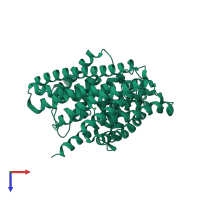 PDB entry 3nmo coloured by chain, top view.