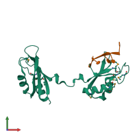 PDB entry 3nmr coloured by chain, front view.
