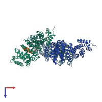 PDB entry 3nmx coloured by chain, top view.