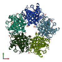 PDB entry 3nn2 coloured by chain, front view.