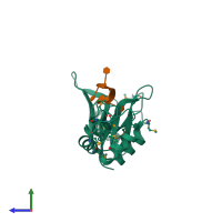 PDB entry 3nna coloured by chain, side view.