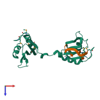 PDB entry 3nna coloured by chain, top view.