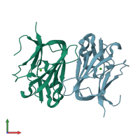PDB entry 3nng coloured by chain, front view.
