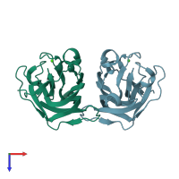 PDB entry 3nng coloured by chain, top view.