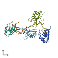 PDB entry 3nnh coloured by chain, front view.