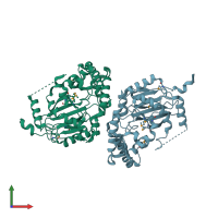 PDB entry 3nnj coloured by chain, front view.