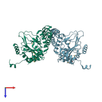 PDB entry 3nnj coloured by chain, top view.