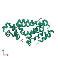 PDB entry 3nnr coloured by chain, front view.