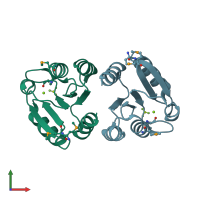 PDB entry 3nns coloured by chain, front view.