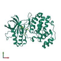 PDB entry 3nnv coloured by chain, front view.