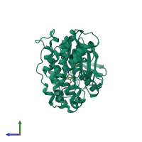PDB entry 3nnv coloured by chain, side view.