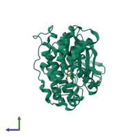 PDB entry 3nnw coloured by chain, side view.