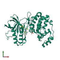 PDB entry 3nnx coloured by chain, front view.