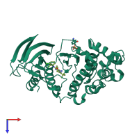 PDB entry 3nnx coloured by chain, top view.