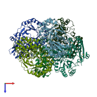 PDB entry 3no1 coloured by chain, top view.
