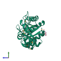 PDB entry 3no3 coloured by chain, side view.