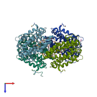 PDB entry 3no6 coloured by chain, top view.