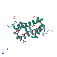 PDB entry 3no7 coloured by chain, top view.
