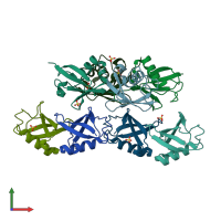 PDB entry 3nob coloured by chain, front view.