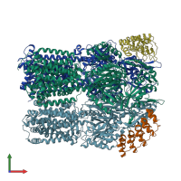 PDB entry 3noc coloured by chain, front view.