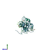 PDB entry 3noi coloured by chain, side view.