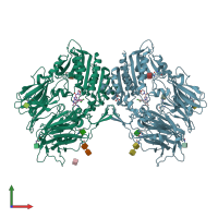 PDB entry 3nox coloured by chain, front view.