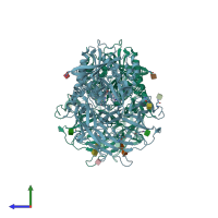 PDB entry 3nox coloured by chain, side view.