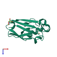 PDB entry 3np4 coloured by chain, top view.