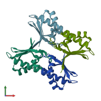 PDB entry 3np5 coloured by chain, front view.