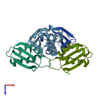 PDB entry 3np5 coloured by chain, top view.