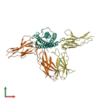 PDB entry 3npz coloured by chain, front view.