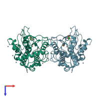 PDB entry 3nq1 coloured by chain, top view.