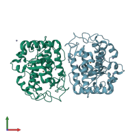 PDB entry 3nq5 coloured by chain, front view.